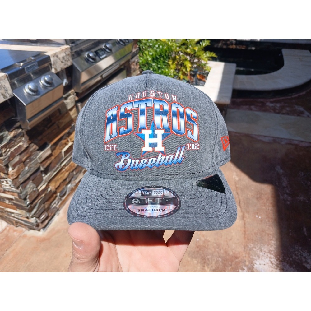 New Era 9Fifty A-Frame Houston Astros Screen Print Gray Washed Snapback Hat